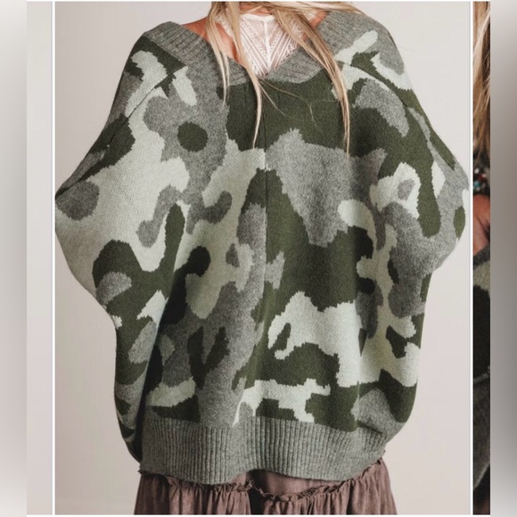 Three Bird Nest Into the Dusk Camouflage Oversized Cardigan, Large, NWT - Picture 2 of 11